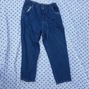 oversized denim bottoms with elastic waist